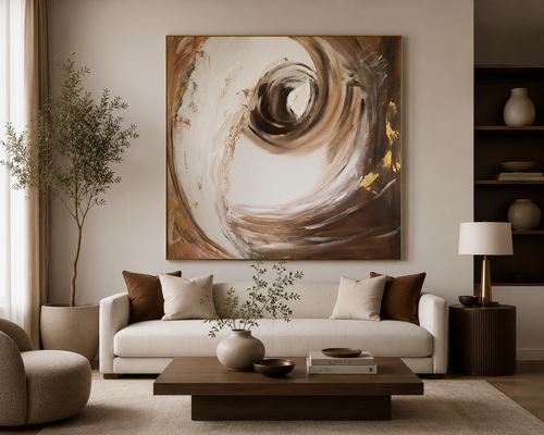 Golden Echo-Abstract Geometric Art Print