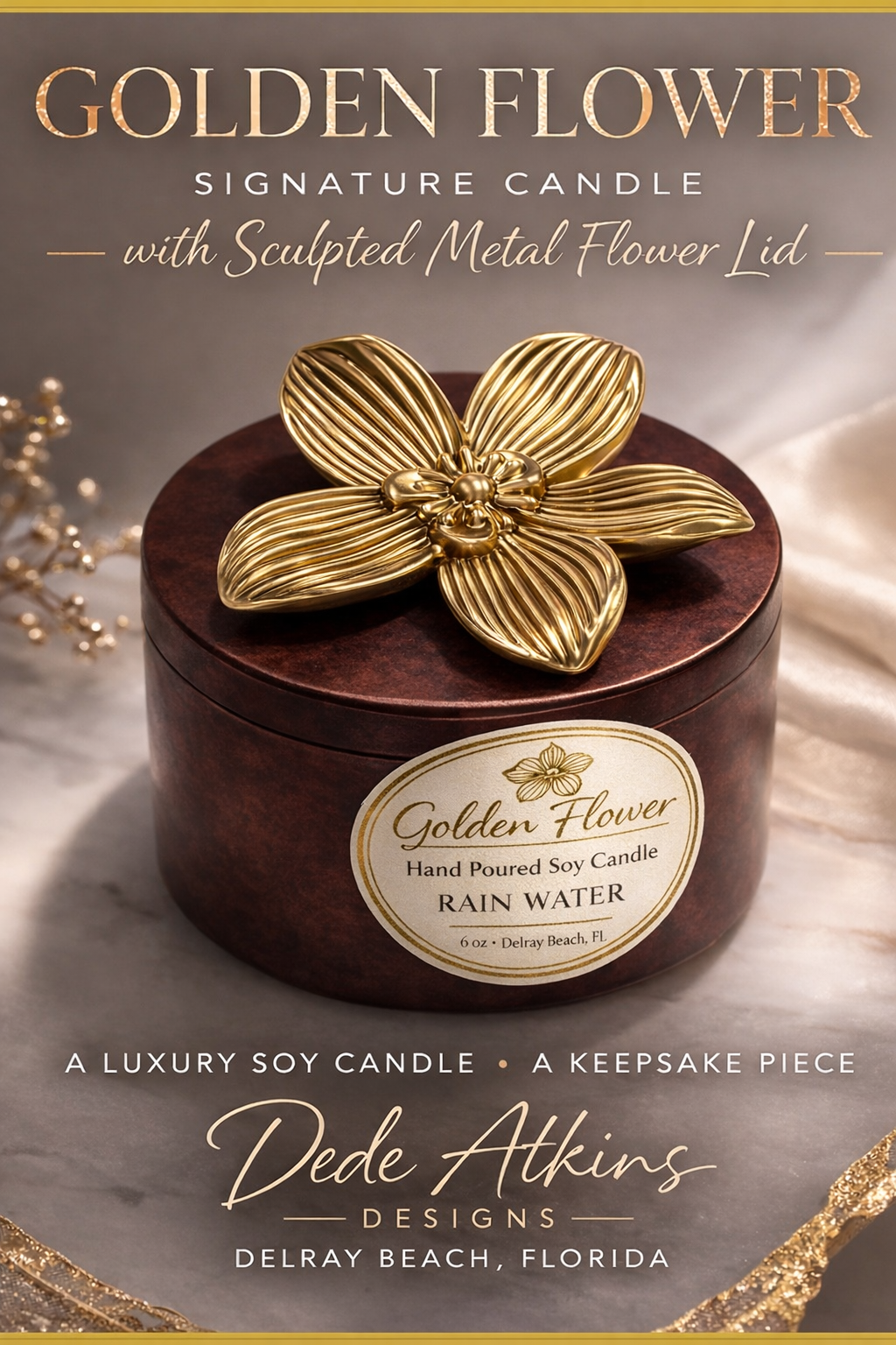 Golden Flower Luxury Candle
